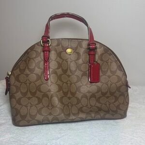 Coach Brown and Red Signature Satchel